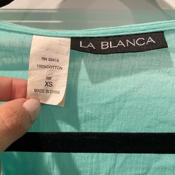 LA BLANCA Bright Blue Beach Cover Up / Tunic w/ Lace Detail - Picture 3 of 7